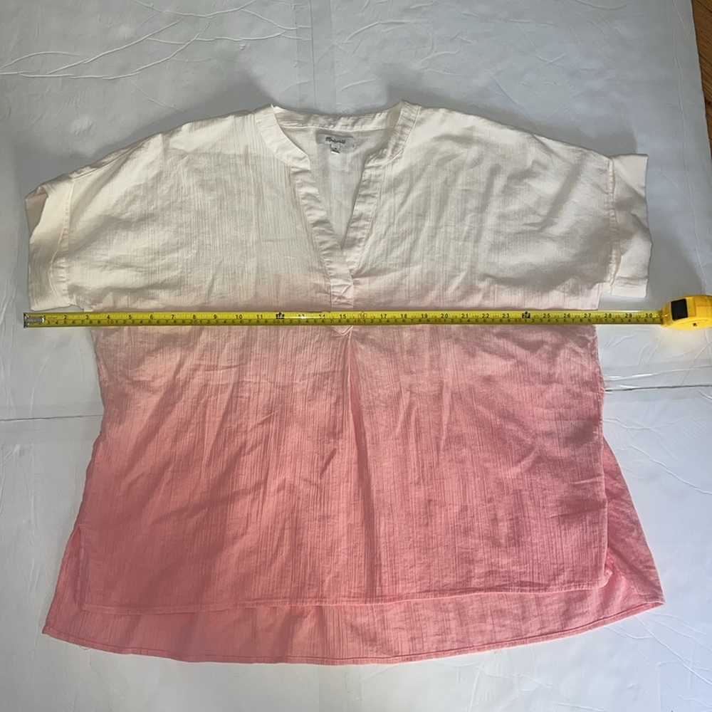 Madewell Lakeline PINK Dip Dye Popover Shirt Size M - Picture 10 of 10